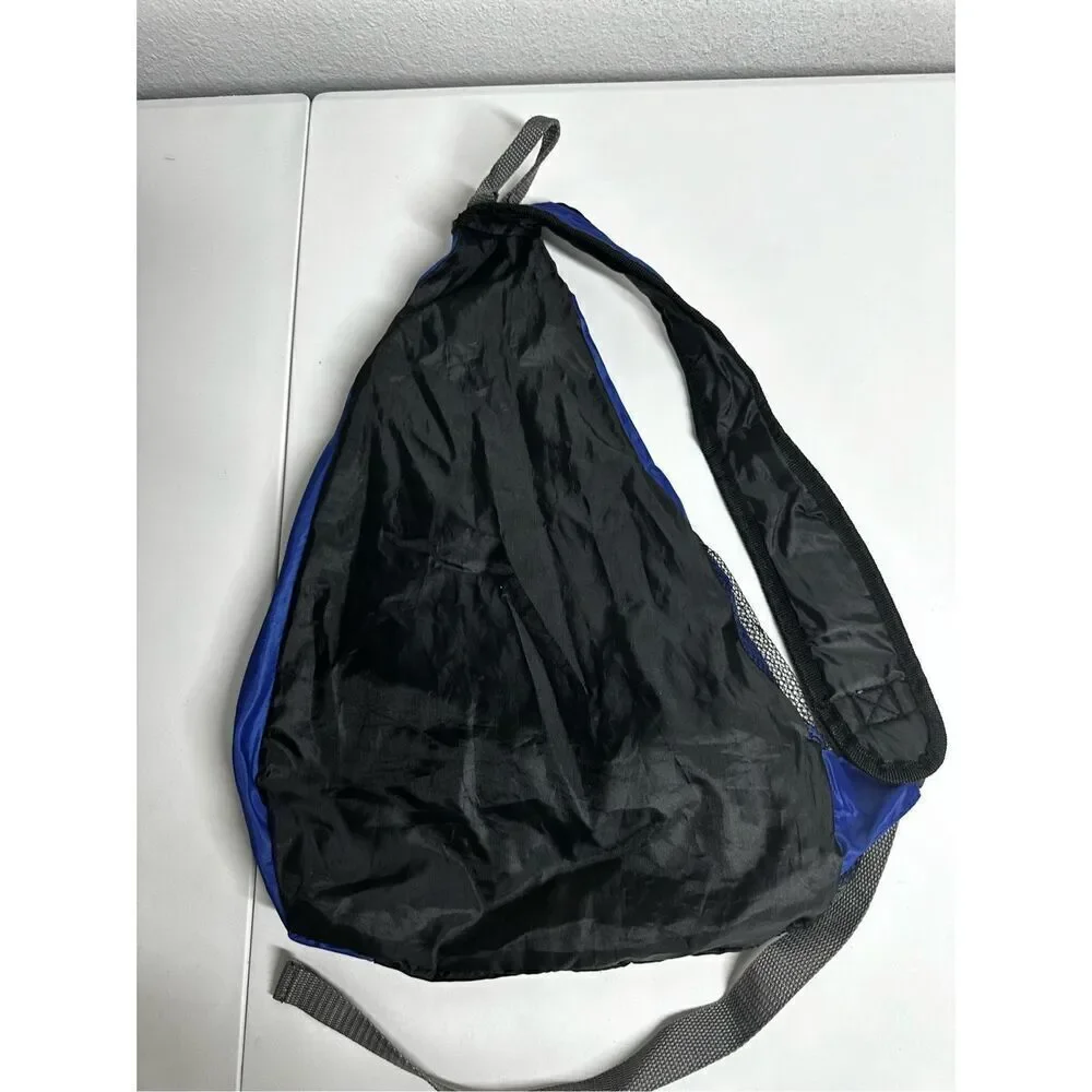 One Shoulder Bag Triangle Zip Closure Breeze Blue Black Mesh Holder